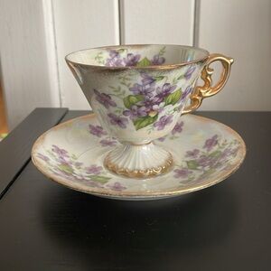 $20 SALE Antique Purple Violet China Teacup & Saucer 2 Piece Set Ucagco Amethyst